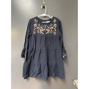 Zara Girls Blue Cotton Embroidered Dress Youth Girls Size 9 / 134